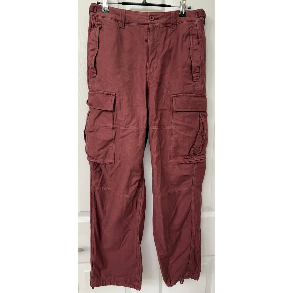 Artiza TNA cargo size 4 burgundy pants high rise ankle joggers cotton maroon - Picture 3 of 9